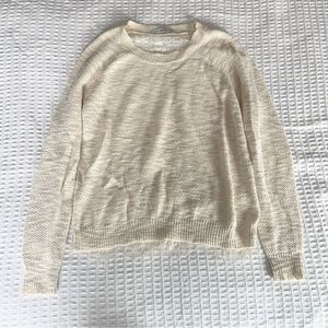 Subtle luxury cream eyelash lace back cotton sweater size XS